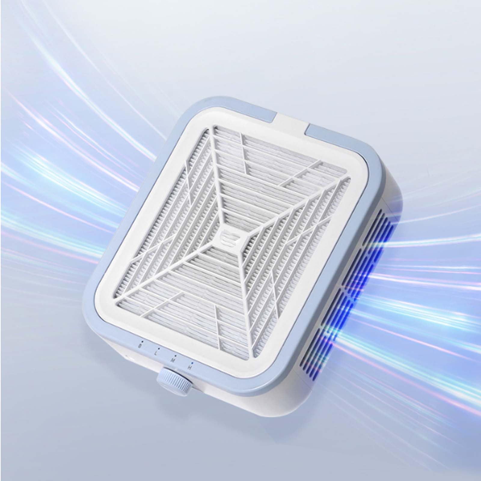 Questo aspirapolvere per Smalto da Tavolo Presenta Tre impostazioni di velocità, Una Grande Presa d'Aria a Rete e Uno Schema di Colori Semplice Bianco e Blu