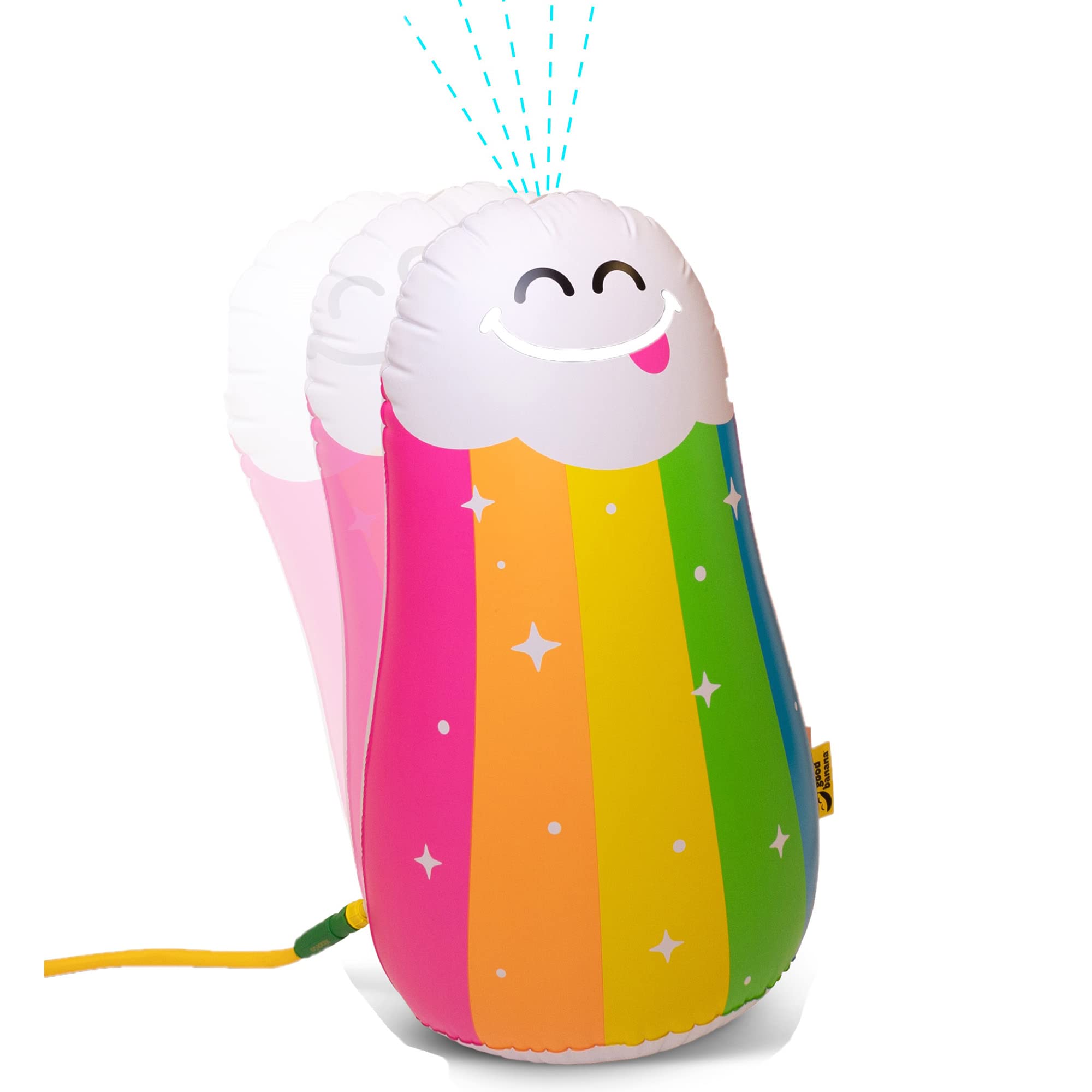 Good Banana: Rainbow - Wiggle Wobble Splashy Sprinkler - Kids Inflatable Outdoor Water Toy. Yard and Lawn Punching Interactive Sprinker, Ages 3+, Approx 39'' Tall, Multicolor