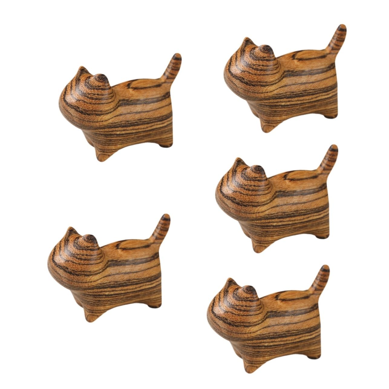 Cabilock 5 Piezas Adorno de Gato Tsundere Juguete leñoso Decoraciones de la casa para el hogar decoración Modelos Gato de Madera Decorativo Escultura Que cuida Gatos Gatito
