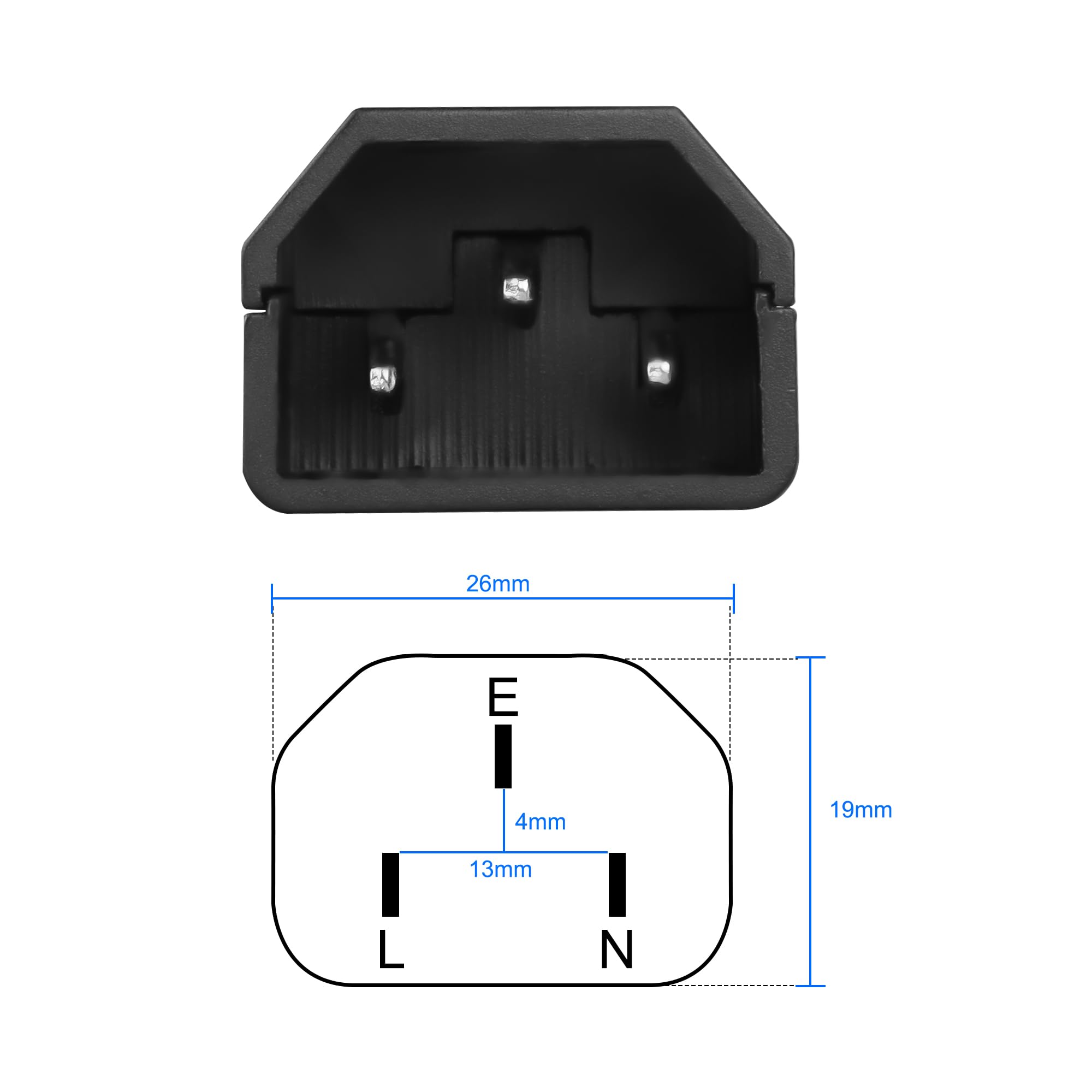 MEIRIYFA IEC320 C14 Adattatore AC 250 V 10 A 3 pin morsetti Inlet Power Plug Socket Adattatore per cabinet PDU Industriettechnik Dedicated (5 pezzi)