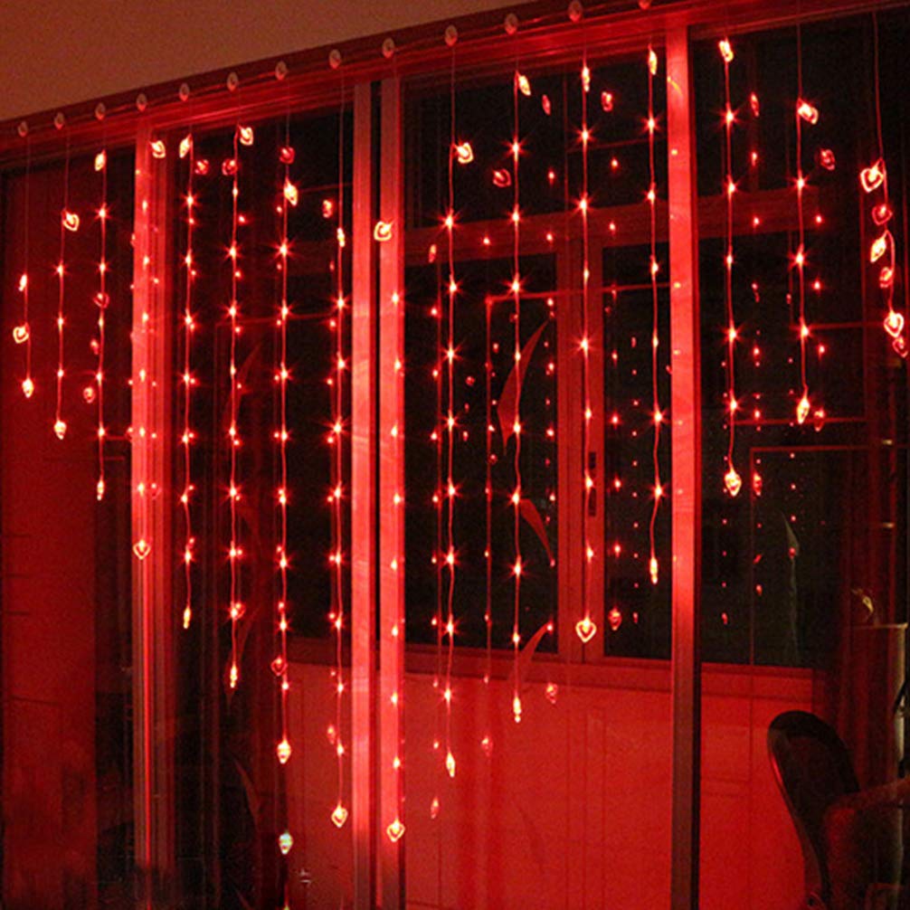 Uonlytech Luci a Tenda a Forma di Cuore LED per Decorazione Matrimonio e Festa Indoor, 2x1,5m in Acrilico Rosso per Creare Atmosfera Calda e Rilassata su Patio