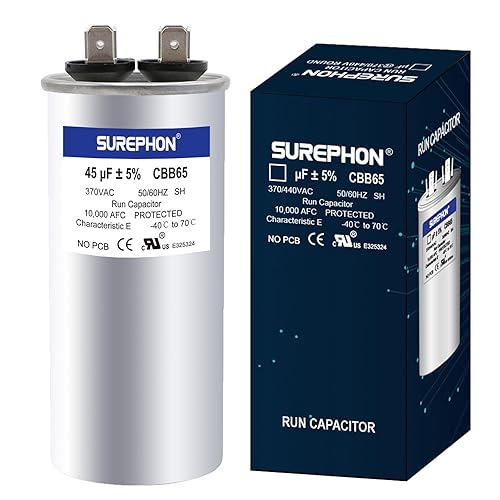 Miniatura 22 de 40+5 uF 40/5 MFD ±5% 370V/440VAC Condensador de Arranque y Funcionamiento Dual CBB65B Funciona para Motor de Ventilador de Unidad de Aire