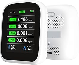 Alarme farejador de detector de gás 8in1 Wifi PM1.0 PM2.5 PM10 CO2 TVOC HCHO Testador de temperatura e umidade portátil Medidor de qualidade do ar Dióxido de carbono De Monitoramento em tempo real, al