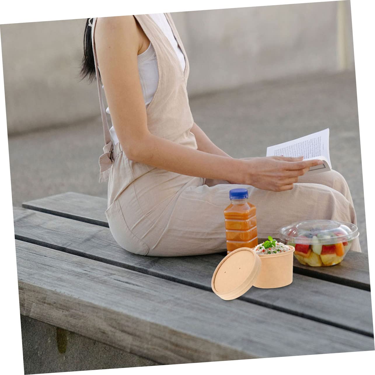 FUNOMOCYA 40Pcs Cup Lids Paper Bowl Covers for Soup Buckets for Takeout for Hot Food Packaging Minimize Spills During Transport