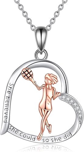 YFN Regalos de tenis para mujer, collar con colgante de raqueta de tenis de plata de ley, joyería inspiradora para amantes del tenis, Plata