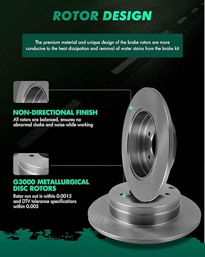 Miniatura 176 de SCITOO Juego de 2 frenos de freno ranurados traseros para Chrysler Town & Country, 08-16 para Dodge Grand Caravan, 09-13 para Dodge Journey, 12-15