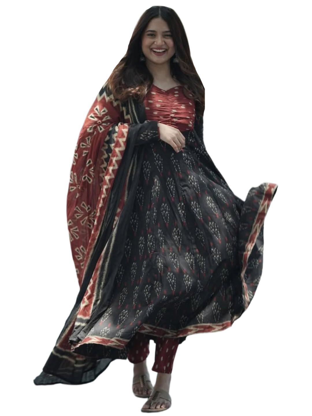 anni designer Women's Rayon Viscose Anarkali Kurta Set with Pant and Dupatta | Stylish Long Kurti Dress for Festive, Party, and Ethnic Wear-picture-27