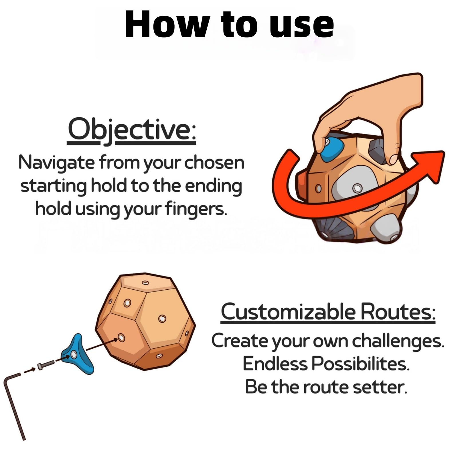 Bloque de Boulder Hecho a Mano - Bola 3D de Entrenamiento para Escalada