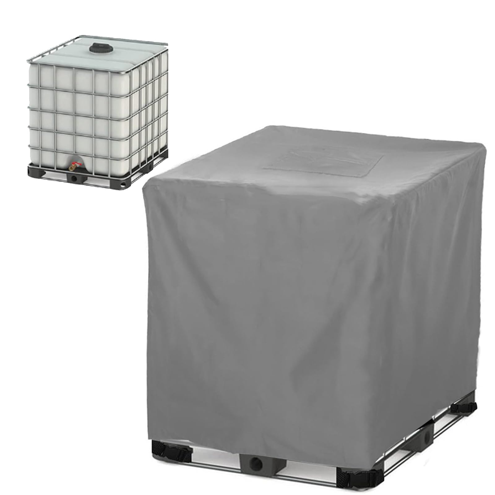 Housse De Protection Réservoir IBC 1000L - Bâche 420D Oxford Beige Anti-Pluie Anti-UV Avec Fermeture Éclair Et Ouverture Haut