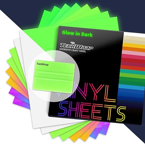 TECKWRAP Vinilo adhesivo mate que brilla en la oscuridad para cortador de manualidades, trazador de letreros de 1 x 5 pies, naranja neón