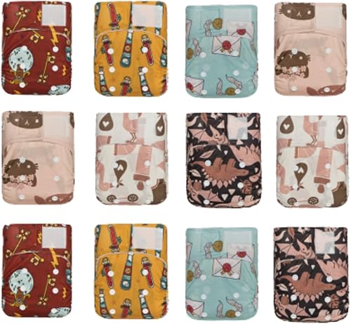 12 pañales de tela verde para bebé con 24 insertos de pañales de primera calidad, la mejor opción para recién nacidos, sin sexo, pañales de tela
