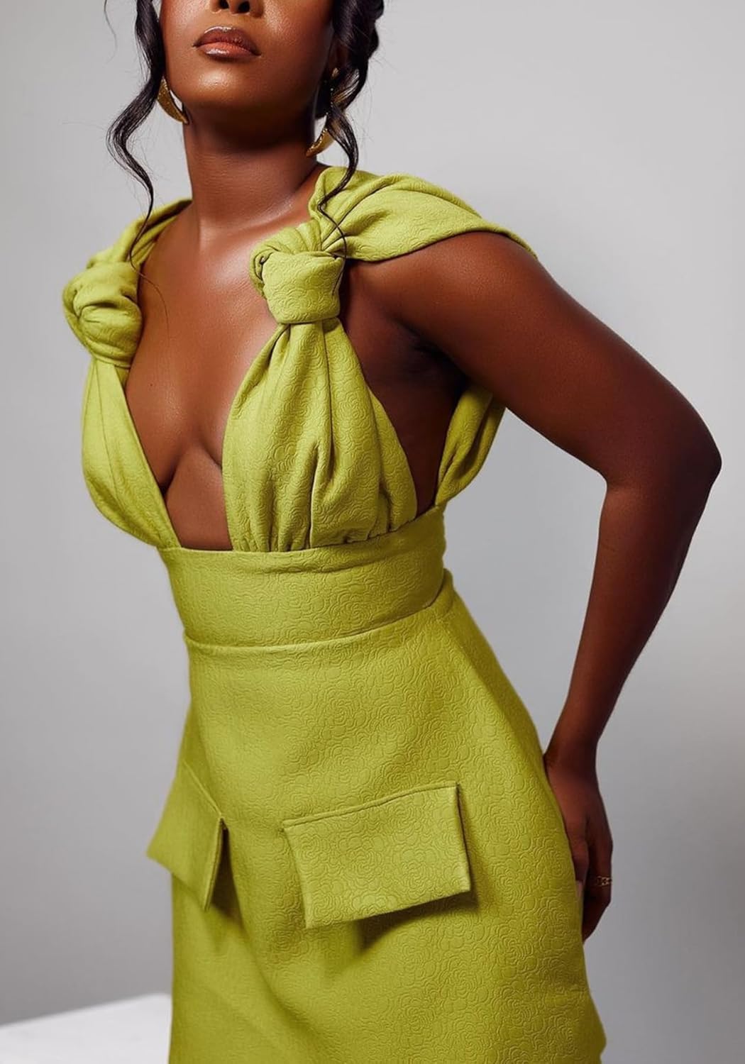 Vestido Corto con Cuello en V Profundo de Verano para Mujer Halter Backless A Line Mini Vestido Cóctel