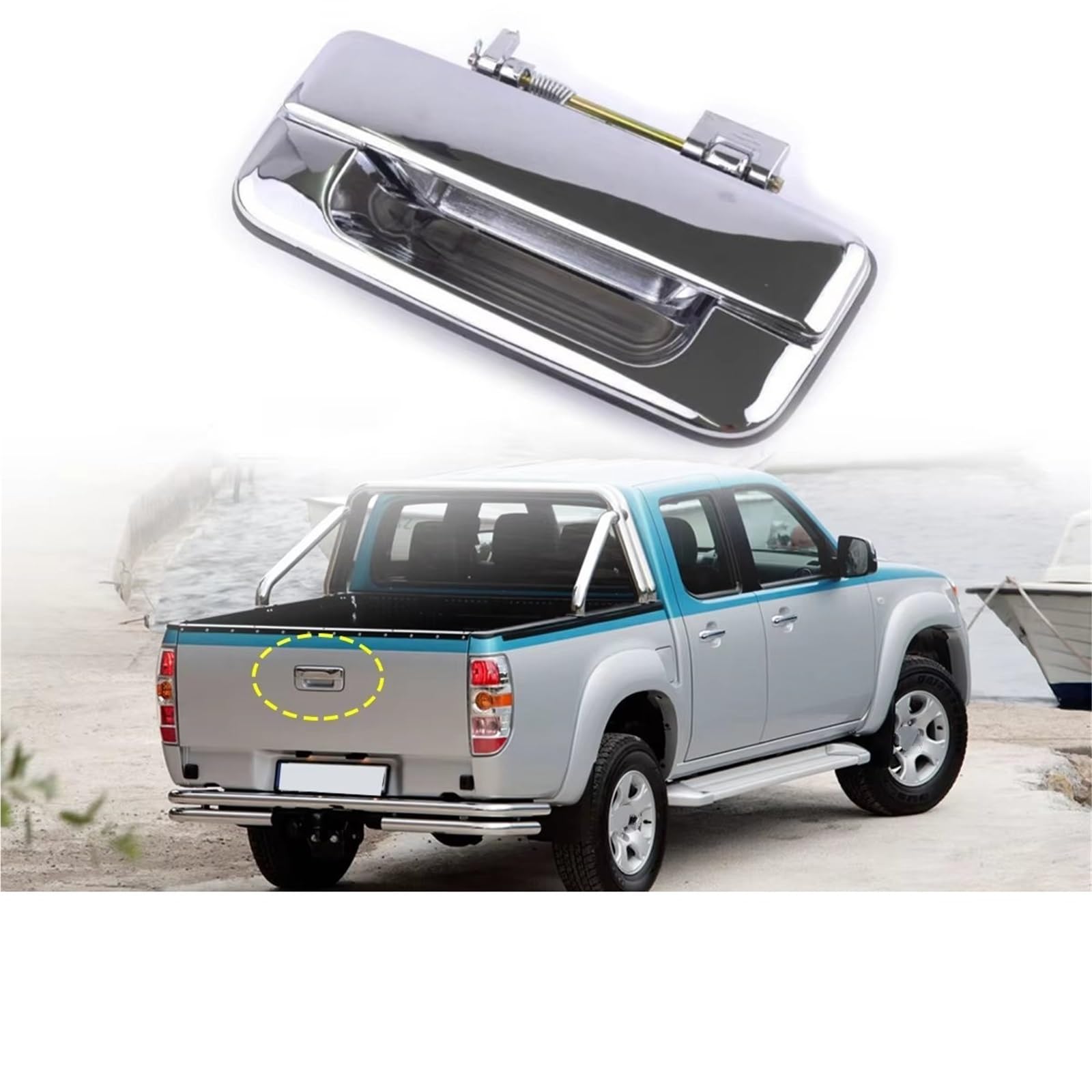 Zamiennik dla Mazda BT-50 2006-2011 Samochód Tylne Drzwi Klamka Pokrywa Pokrywa Chromowana Zewnętrzna Klamka Drzwi W/O Otwór Na Klucz Poignée Extérieure De Porte De Voiture