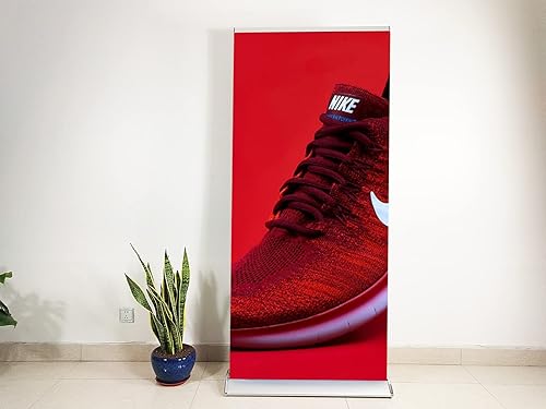 Miniatura 2 de Signs Soporte retráctil de alta calidad para pancartas enrollable para ferias comerciales, color plateado 33 x 65-90 y funda de transporte rígida