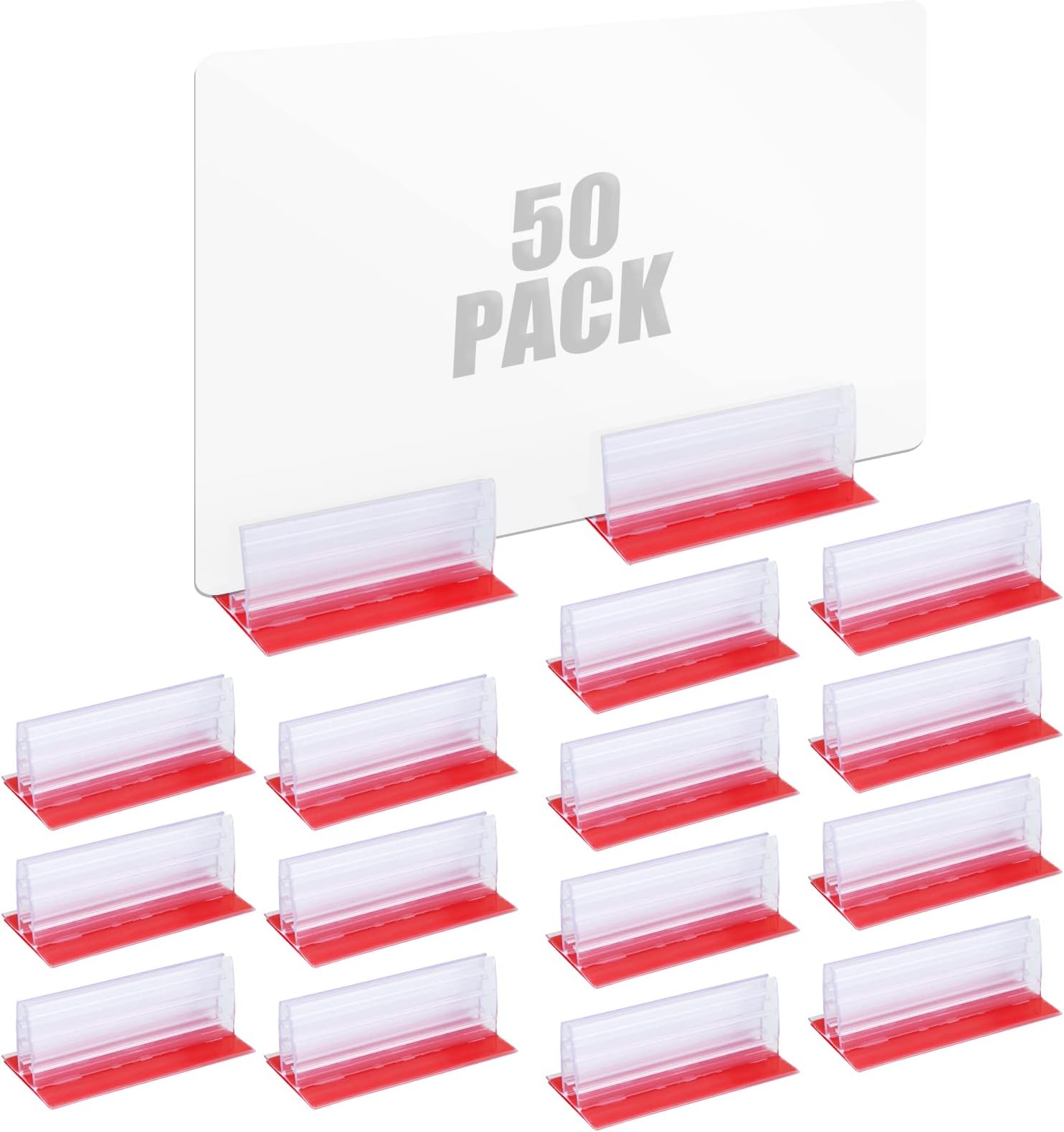 50 Pack Self Adhesive Sneeze Guard Holder, Acrylic Panels Holder, Adhesive Signs Holders to Fasten & Line Up from 1/8 to 1/4 Inch(2-5mm) Thinck