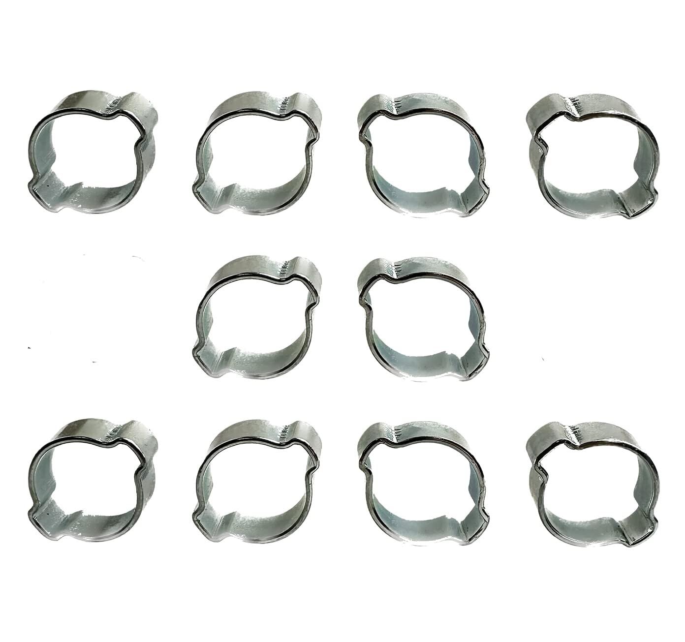 Fascette a Doppio Orecchio Confezione da 10 per Tubi 7-9mm 5/16", Chiusura Sicura con Indicazione Visiva(18-21mm)