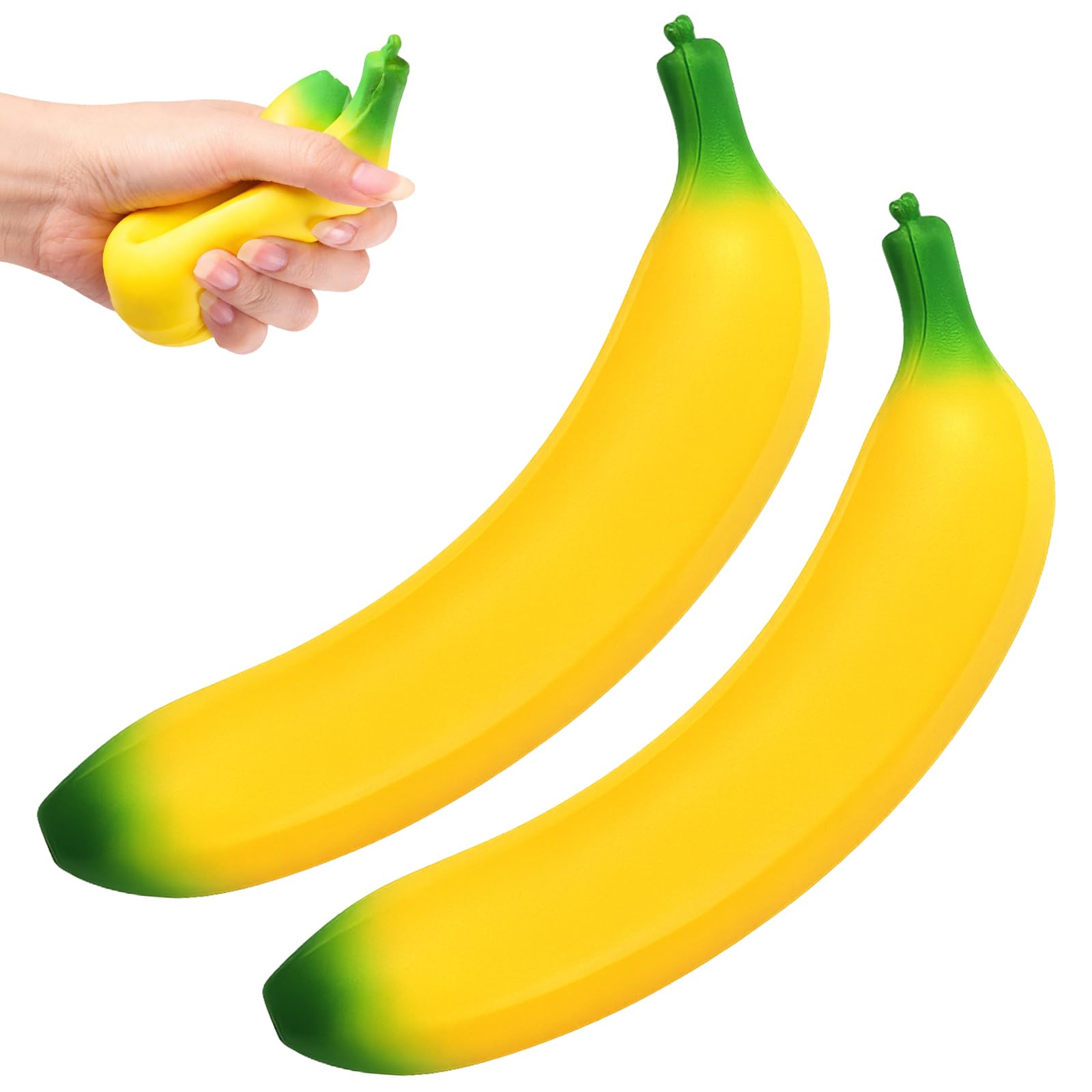 DNTHYRIN 2Pcs Realistic Squishy Banana, Soft Touch Banana Squishy for Gentle Squeezing, Portable Fidgets Squishy for Office and Travel Calm
