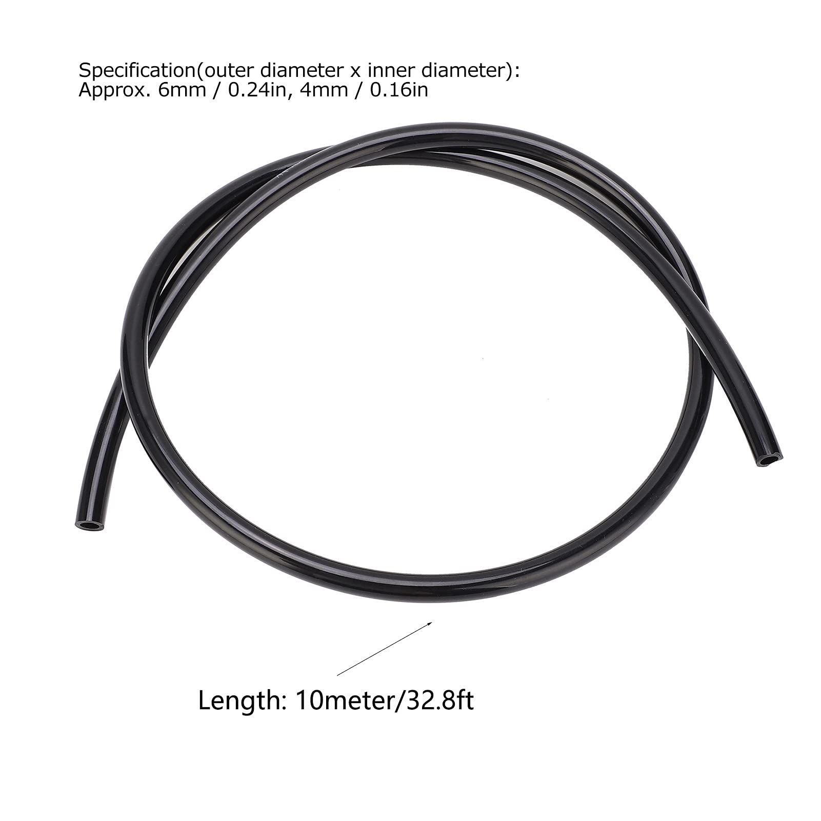Pneumatischer Schlauch Flexibler Luftkompressor TPU Rohr Rohr für Chemisches Heizöl TPU0604 OD6xID4 Arbeitsdruck 12bar(10m-schwarz)