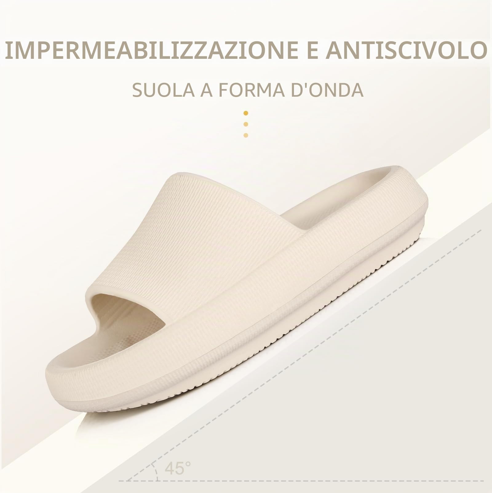Leevar Ciabatte Nuvola Donna Uomo Morbide, Comode e Rilassanti, Estive Facili da Pulire, Doccia Antiscivolo Con Suola Spessa, Pantofole per Nuoto Spiaggia (Beige 40/41 EU)