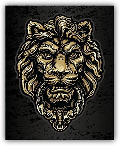Zirni Lion Door Knocker Sticker Decal Design 4" X 5"