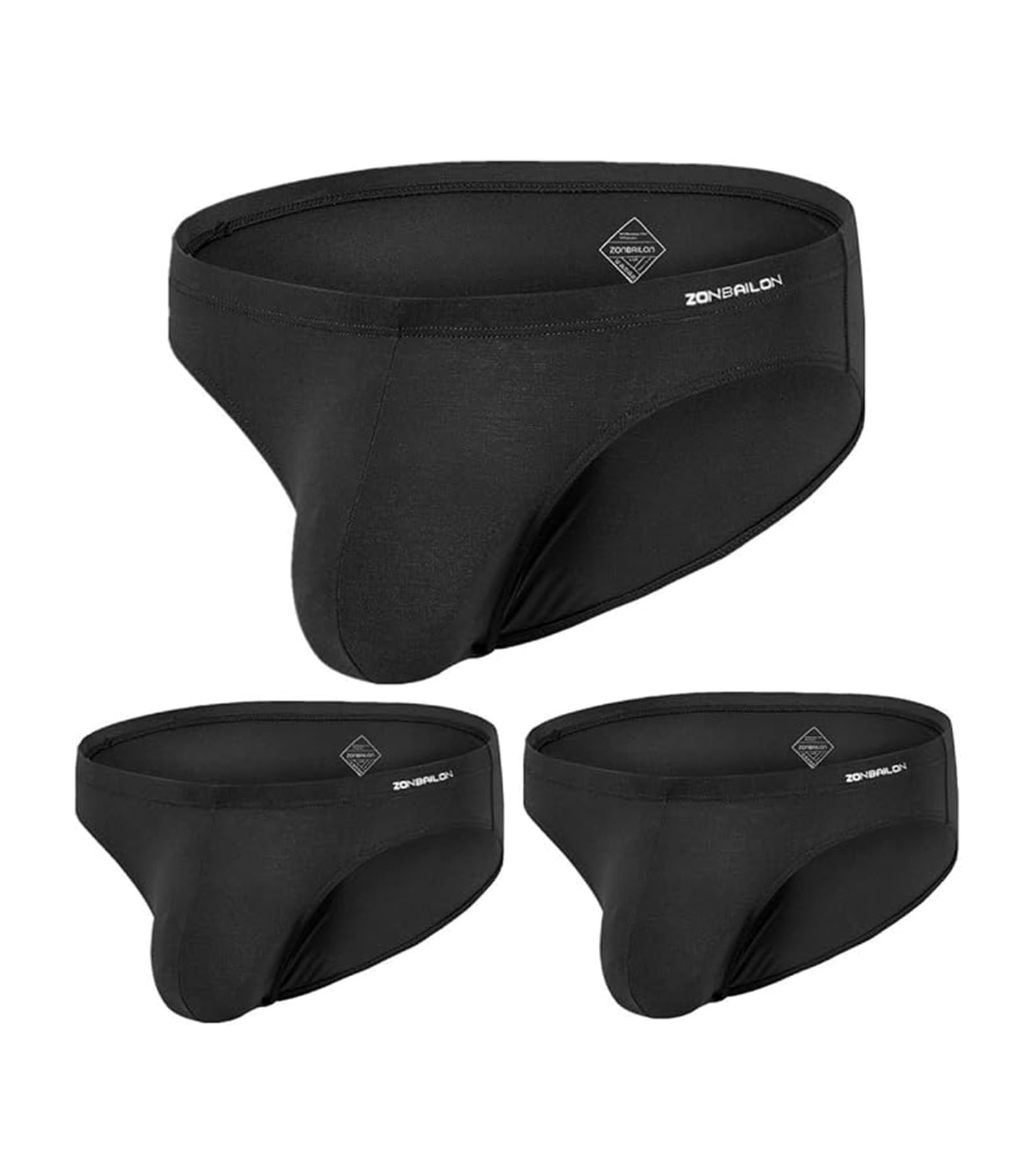 Mens Bulge Enhancing Underwear Briefs with Ball Pouch Low Rise Soft Breathable Bamboo Sexy Brief for Men Pack M L XL XXL 3XL
