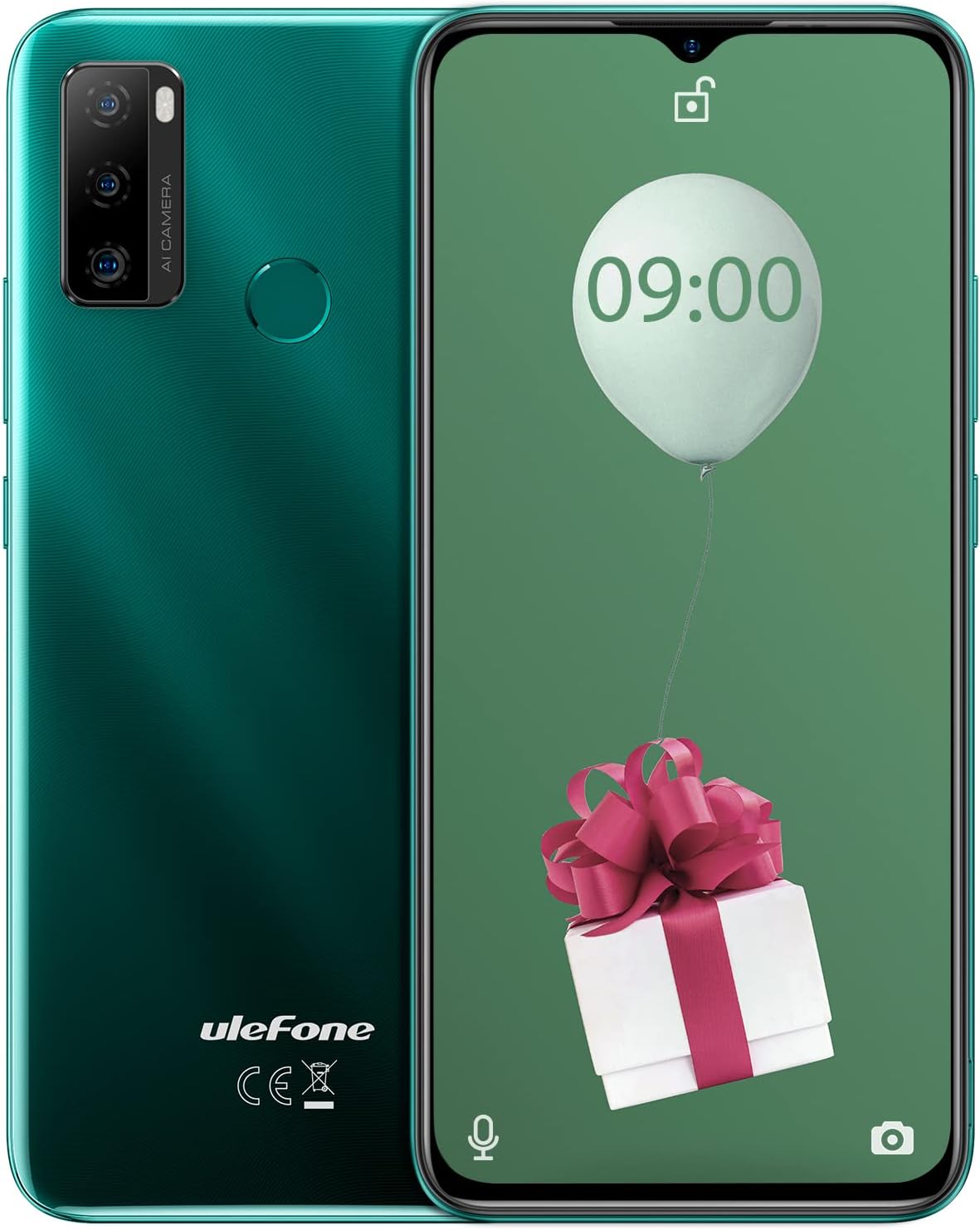 Ulefone Unlocked Smartphones Note 10P(2022) Android 11, 128GB ROM, Triple Rear Camera, Triple Card Slots, 6.52" Full-Screen Dual SIM Phones, 5500mAh, Global Bands Unlocked Phones, US Version - Green