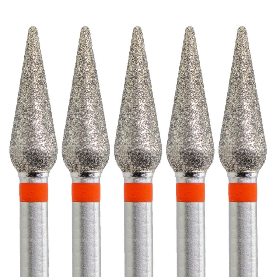 Original KMIZ Nail Drill Bit [5‑Pack] - Diamond Drop Shape, 4.0 mm, Fine Grit, 3/32" Shank - E‑File Bit for Callus Treatment, Nail Smoothing & Cuticle Work