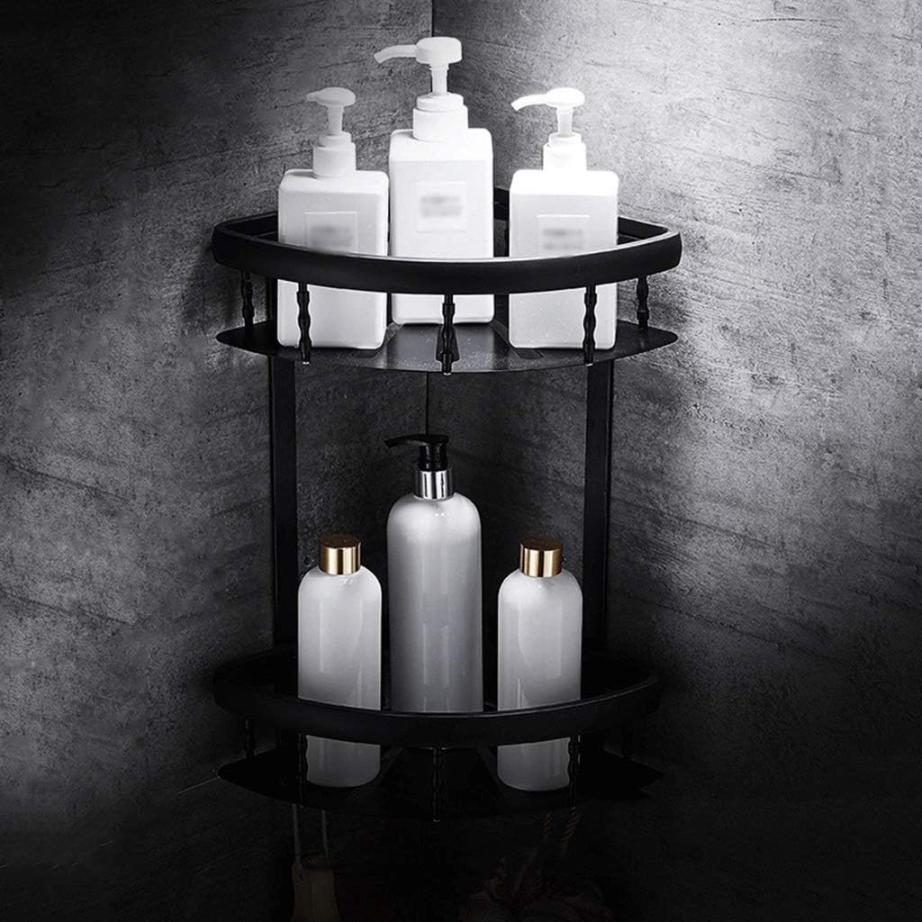 2-Tier Wall-Mounted Metal Wire Organizer Shelf, Bathroom Storage Rack, Black