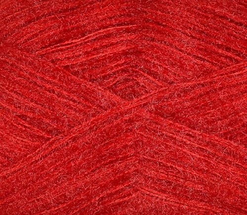 Image of M.G ENTERPRISE Knitting Wool Yarn, Soft Fancy Feather Wool Red 100 GMS Best Used with Knitting Needles, Soft Fancy Wool-OE Art-HDB