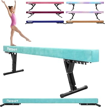 FBSPORT Adjustable Gymnastic Balance Beam 244CM,5 heights Adjustable High and Low Level Floor Beam Highly Stable Gym Practice Training Equipment for Kids