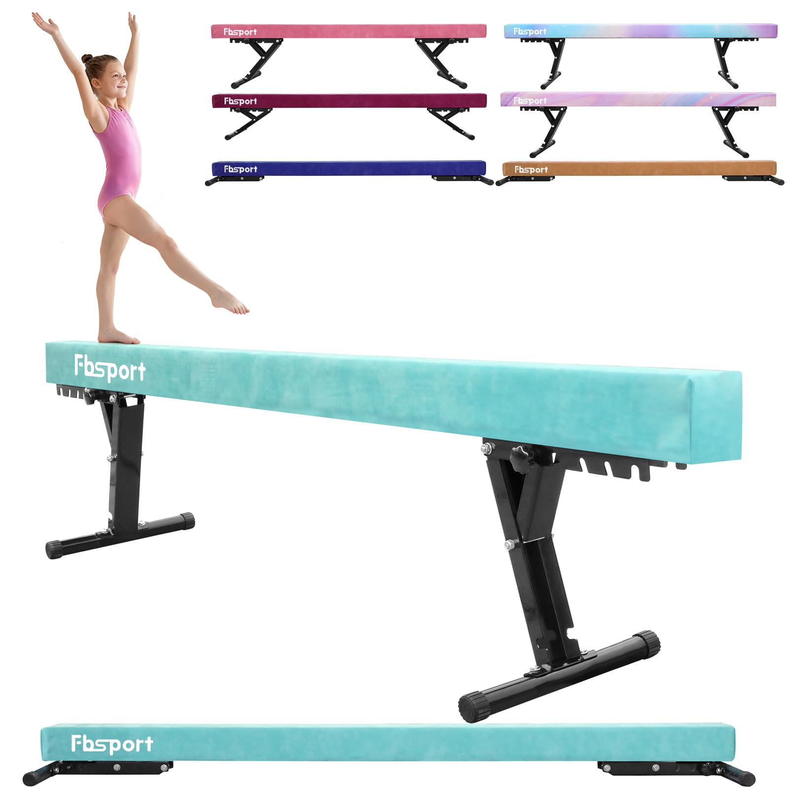 FBSPORT adjustable gymnastics beam for kids 5 heights Adjustable gymnastics High and Low Level balance beam for home Stable Gym Practice Training Equipment