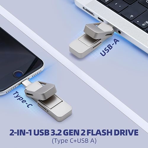 Miniatura 3 de Unidad USB de 128 GB SSD externo, USB 3.2 Gen 2 A+C Dual Port Portable SSD, hasta 550 MBs para almacenamiento de datos, disco duro externo de estado