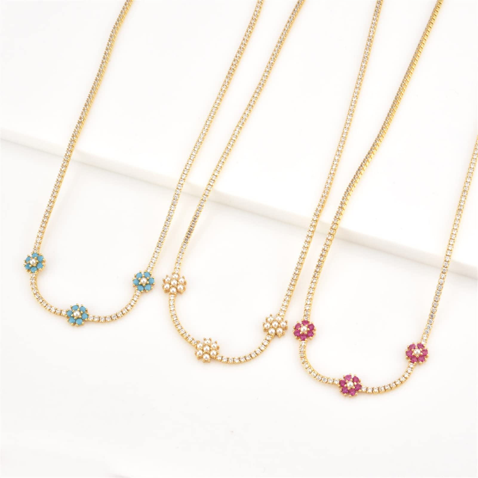 Collane Collana di Gioielli di Moda Donna 925 Collana in Argento Sterling Collana zircone Gioielli di Lusso di Lusso Banchetto Gioielli Eleganti Collana da Donna (Gem Color : Gold Pearl)