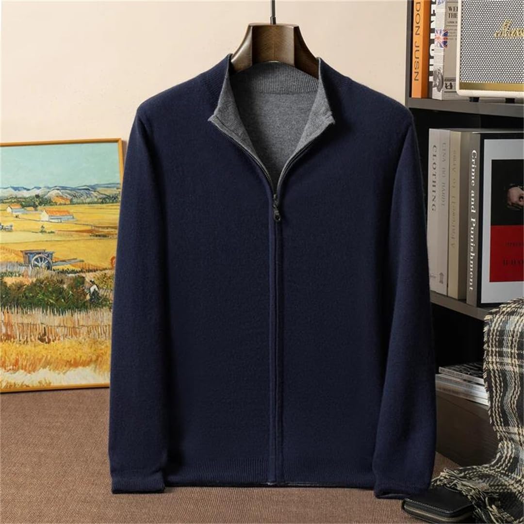 Men's Thickened Double-Sided Reversible Cardigan Knitted Loose Sweater 100% Solid Cashmere Sweater
