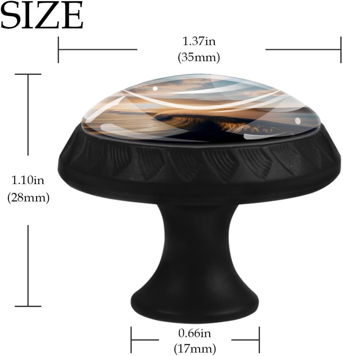 Black Coastal Sky Waves (2) Practical Drawer Knobs, Durable Cabinet Pulls for Daily Household Furniture