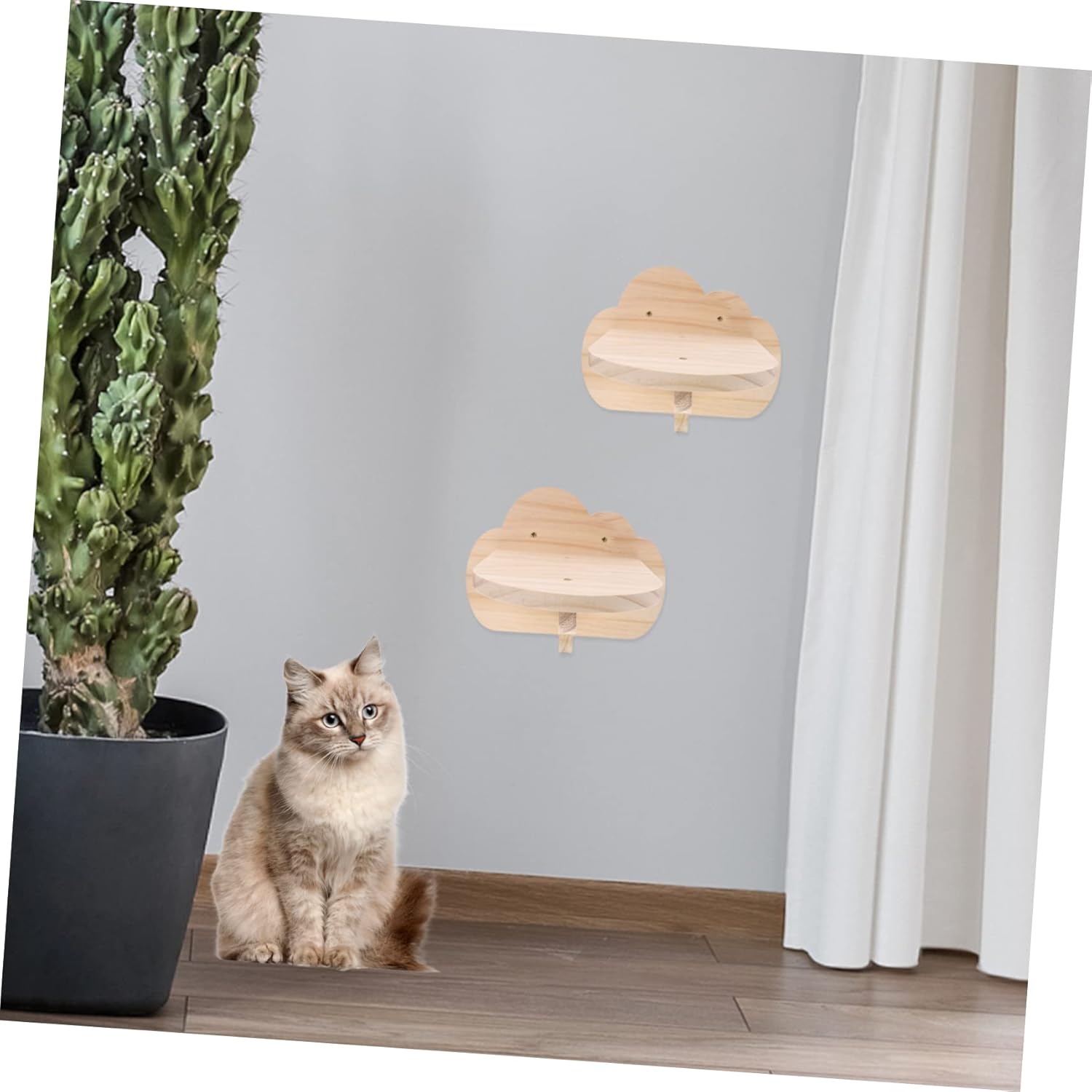 2-Piece Cat Wall Furniture Set Cloud Cat Shelves Wall-Mounted Steps Climbing Perches and Cozy Resting Area