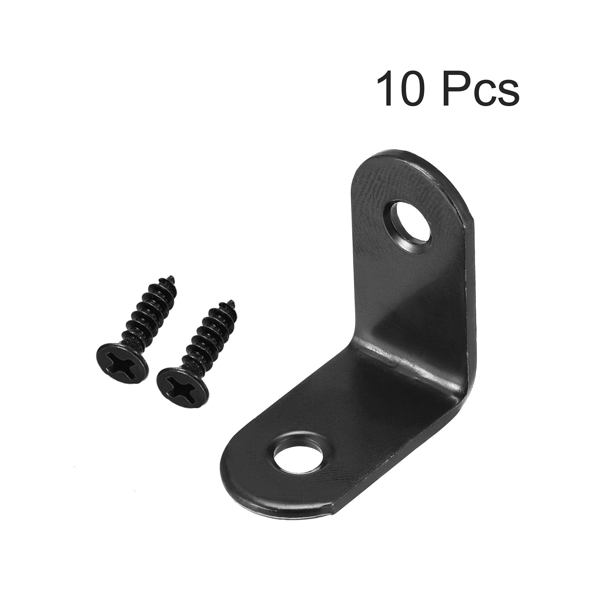 TA-VIGOR 10 Pcs 90 Degree Corner Brace Angle Brackets 30mm x 30mm x 16mm, Black L Shaped Metal Brackets with Screws - Image 3