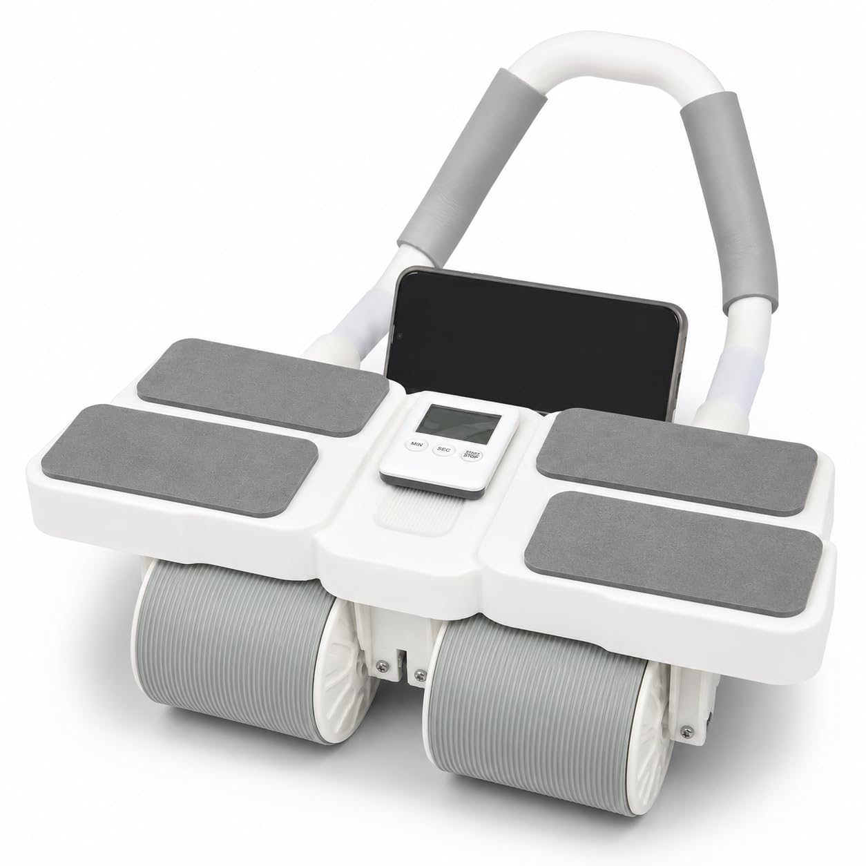 4-Wheel Automatic Rebound AB Roller with Elbow Support, Built-in Phone Holder & LCD Timer, Core Workout Equipment for Home Gym, Abdominal Exercise Roller for Men & Women, Includes Knee Pad-image-13