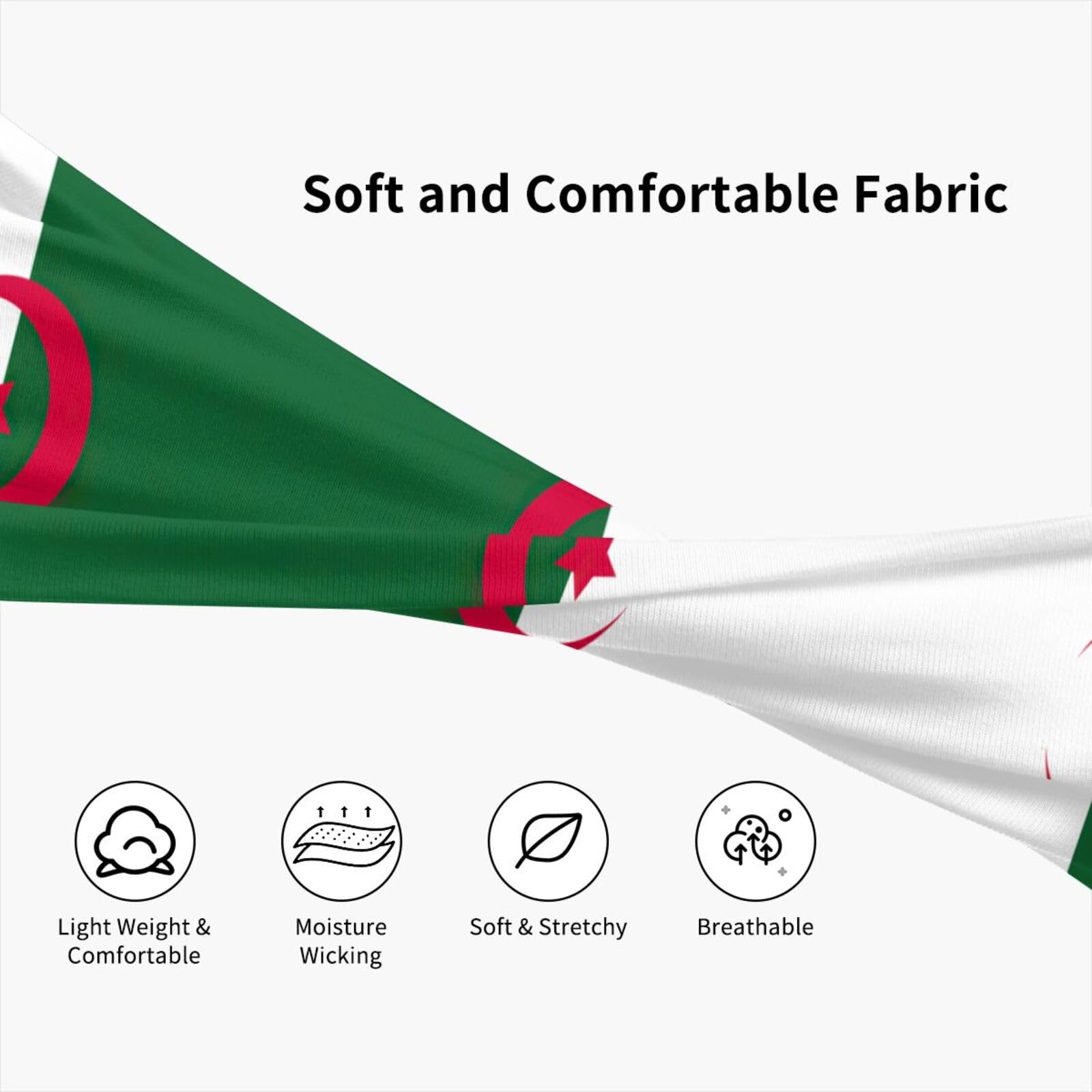 Bandeau Athlétique Unisexe Imprimé Drapeau De L'Algérie - Bandeau De Sport Extensible Anti-transpiration Pour Course à Pied Basket-ball
