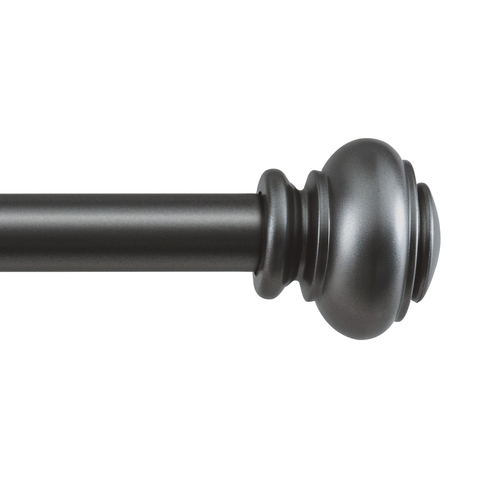 BellaHills Curtain Poles for Windows 25mm Single Curtain Rod with Classic Finials 76 to 349 cm, Adjustable Curtain Pole with Brackets Fittings Set for Living Room & Door, Pewter