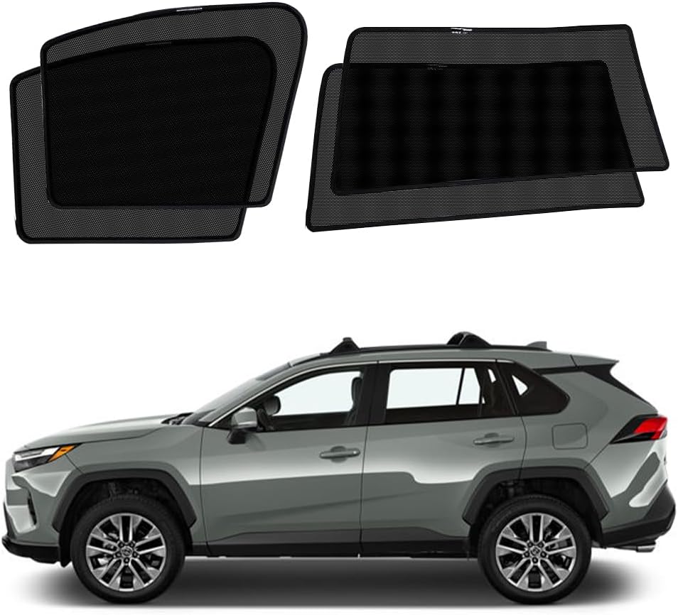 BWEN Car Window Shades for Toyota RAV4 2019-2024, Magnetic Side Window Cover with Breathable Mesh, Privacy Protection and Sun Protection for Car Camping, Travel and Rest