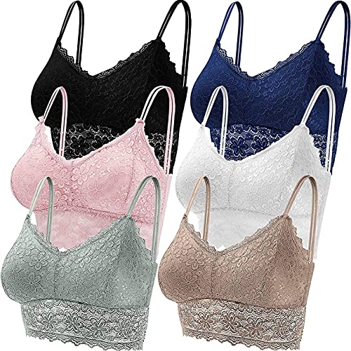 Yunweisi Sexy Blumen Spitzen Damen Strappy Bra Comfort Bra mit Abnehmbare Gepolstert Cup Bustier Crop Top BH ohne Bügel Elastisch Riemchen Dessous 9er Pack Damen Lace BH Yoga Sport BH Cover