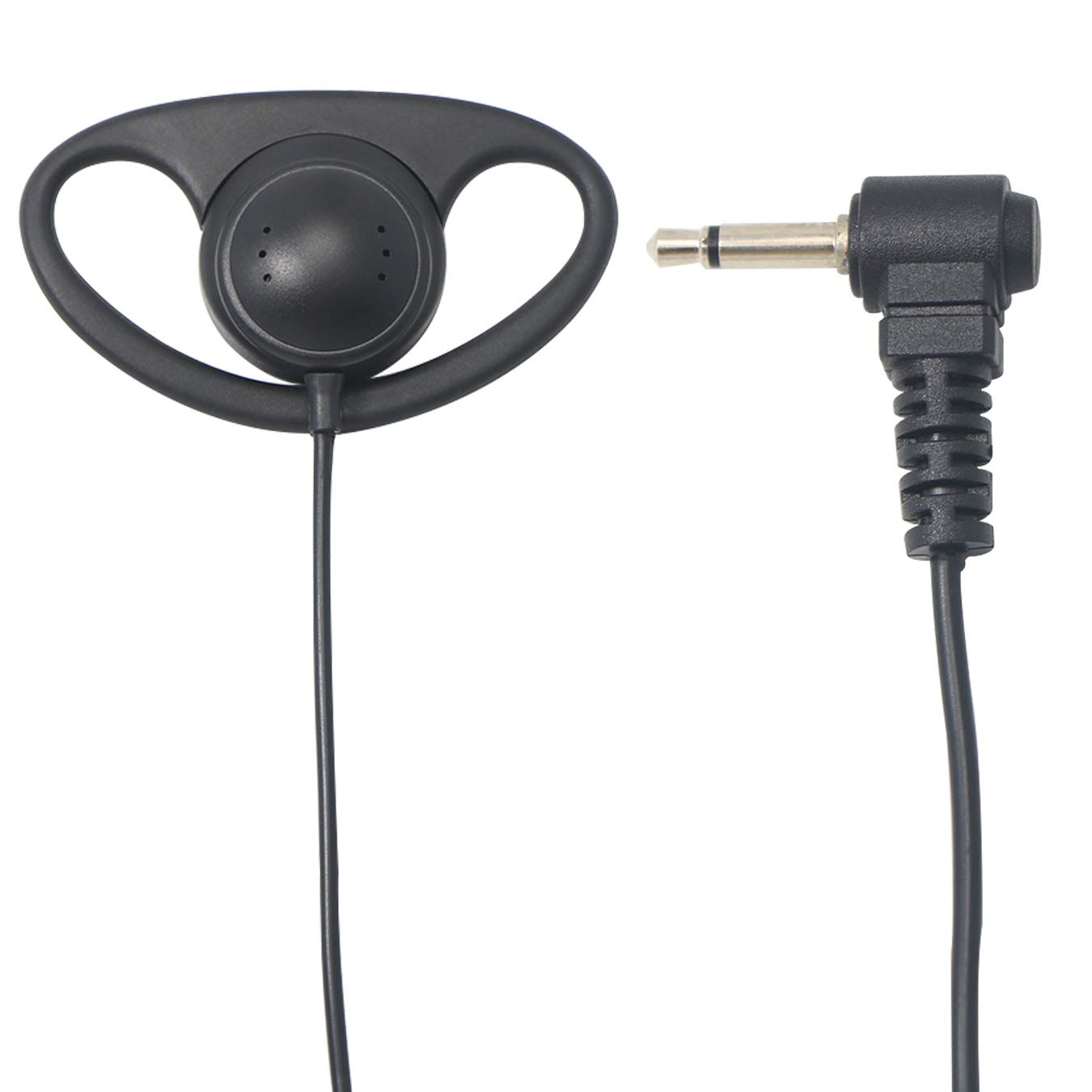 Auricolare solo ascolto da 3,5 mm, in gomma morbida, a forma di D, 1 pin, per radio bidirezionali, microfoni (confezione da 2)