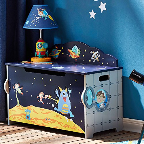 Fantasy Fields Outer Space Thematic Kids Wooden Toy Chest with Safety Hinges