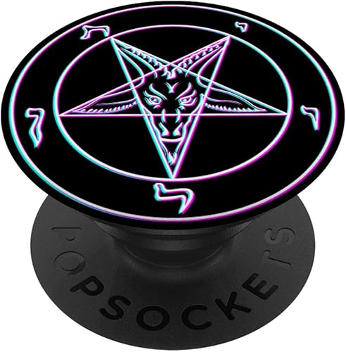 Waporwave Pentagram Seal of Baphomet - PopSockets Grip and Stand para teléfonos y tabletas, Negro