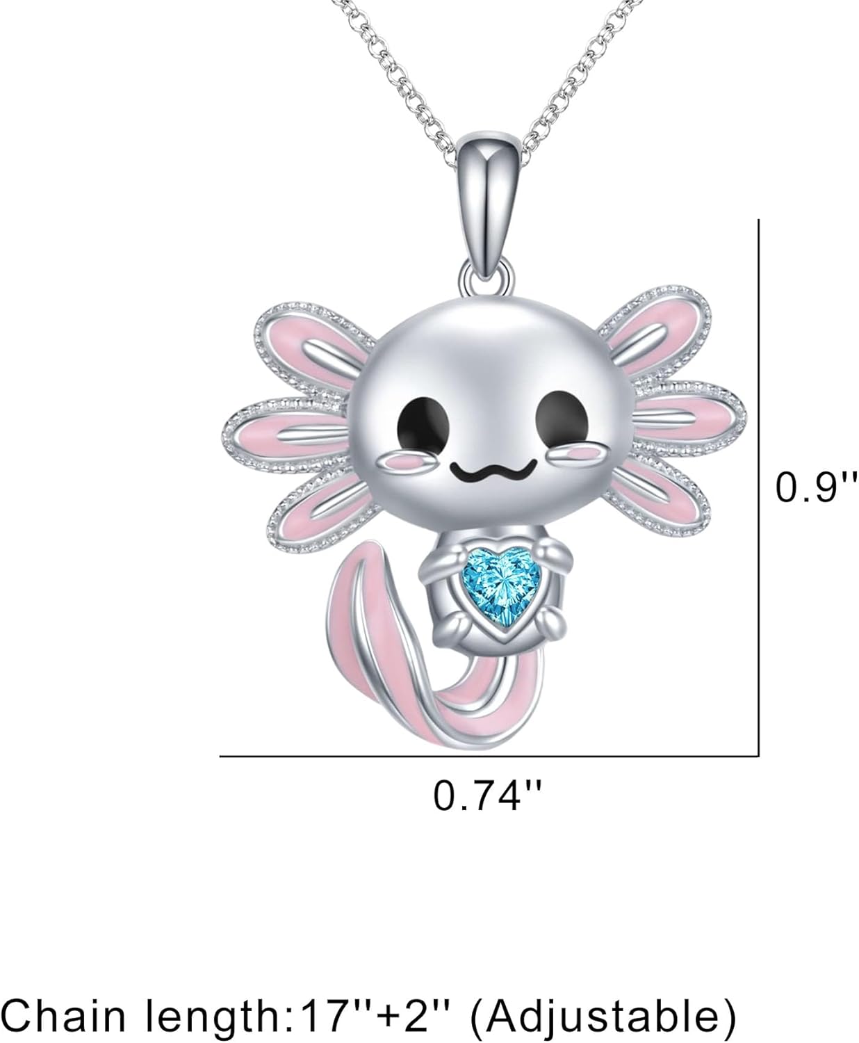 Birthstone Axolotl Necklace Animal Pendant Necklace for Women Axolotl Birthday Gifts for Axolotl Lovers Valentine's Day Gift - Image 3