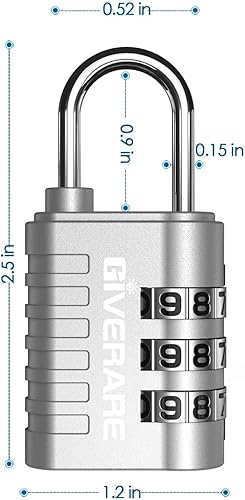 Miniatura 2 de GIVERARE Paquete de 8 cerraduras de combinación, candado de 3 dígitos sin llave, cerraduras de equipaje reiniciables para mochila, gimnasio, escuela