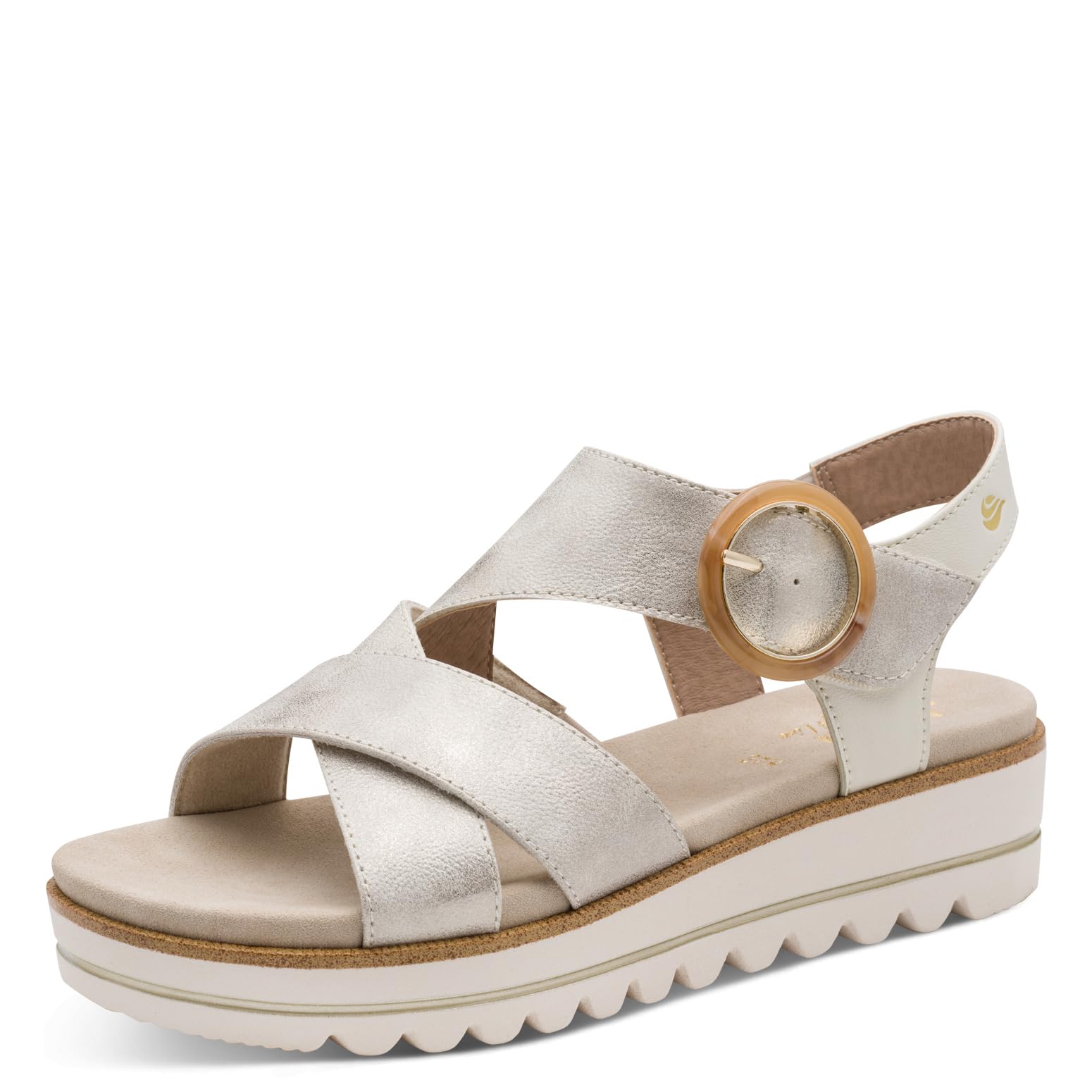 Jana Methi Bily Wide Light Gold Womens Wedge Sandals 28272-46-499 in a Plain Man-made in Size 38