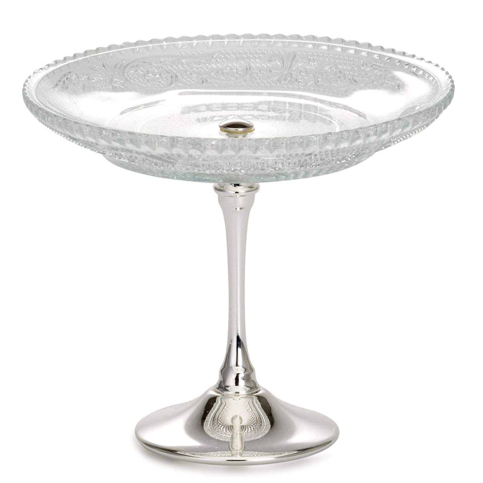 Bol à dragées en verre Ø15cm avec pied argenté pour bonbons