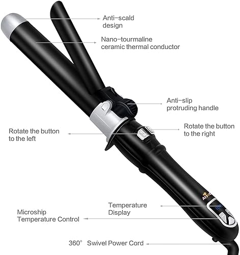 Miniatura 2 de AIKO PRO Rizador de pelo Pro Auto Spin de 1 pulgada, rizador de calor instantáneo, plancha giratoria ondulada con temperaturas ajustables de 210